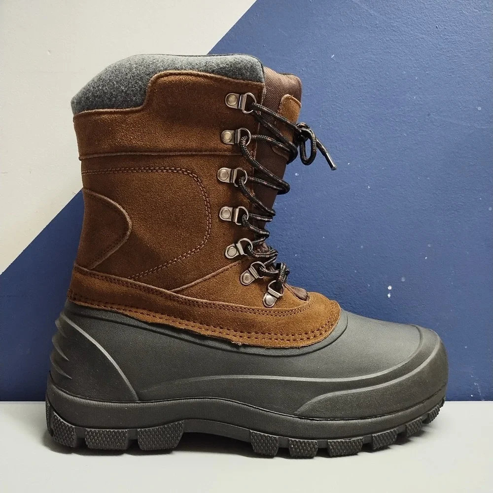 Northeast Outfitters Pac Winter Boots Mens 8 Brown Black Leather Water Resistant